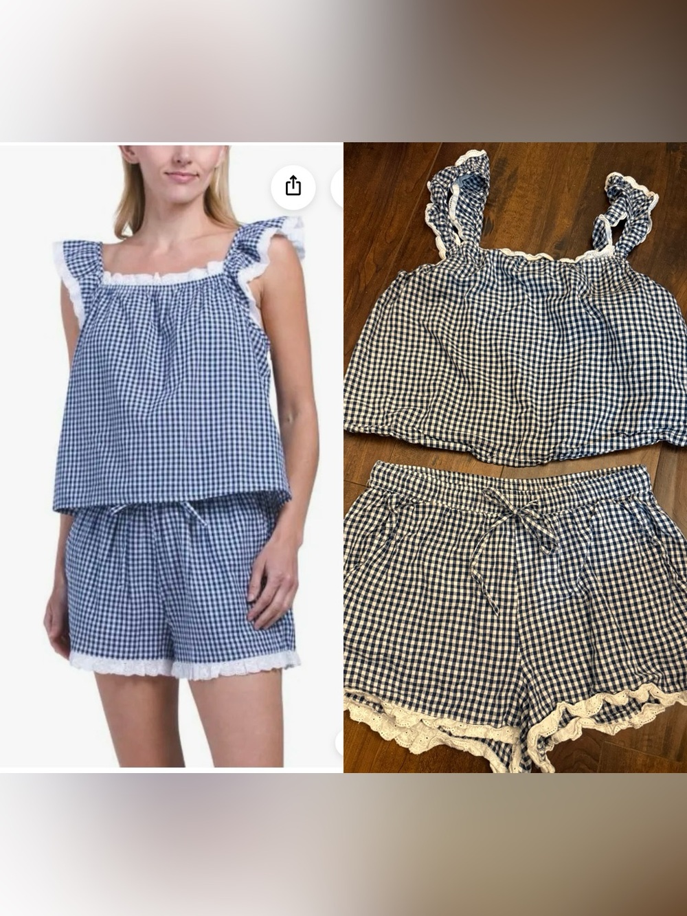 Caroline Constas 2pc
Cotton Gingham Short Pajamas Set Size Navy Small